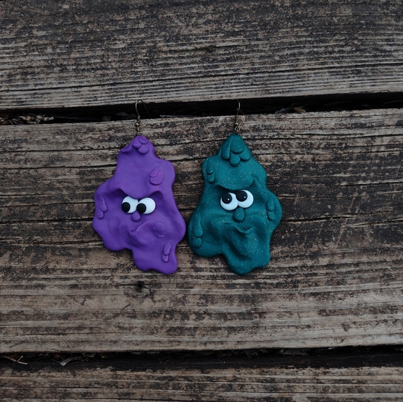 🦚🍆Earrings🪲Funny💜Face - Picture 5 of 6